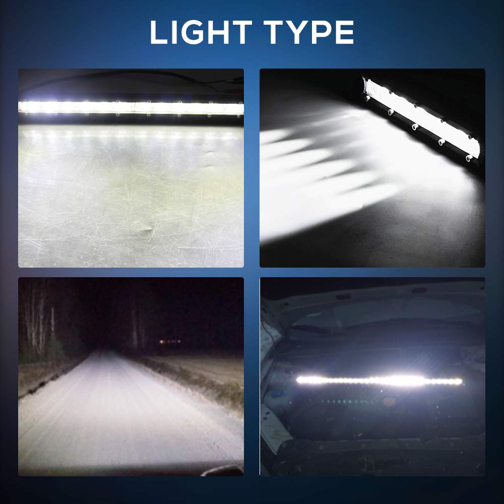 Co Light Led Light Bar Single 7 Inch Slim Single Row Lightbar Driving Combo Beam Off Road Work Lights With Mounting Brackets & 6