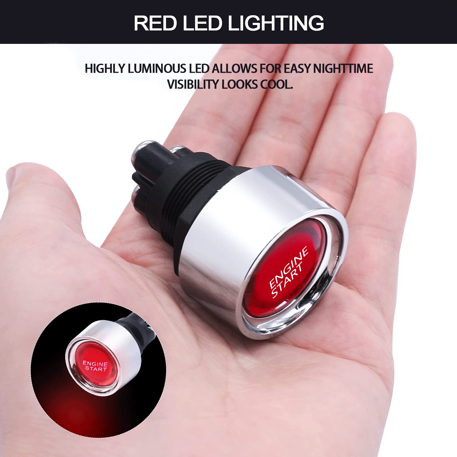 mankk Push Start Ignition Switch 12V DC,Start Engine Button Stater (ON)-Off,Momentary Engine Start Push Button Switch SPST 50A R