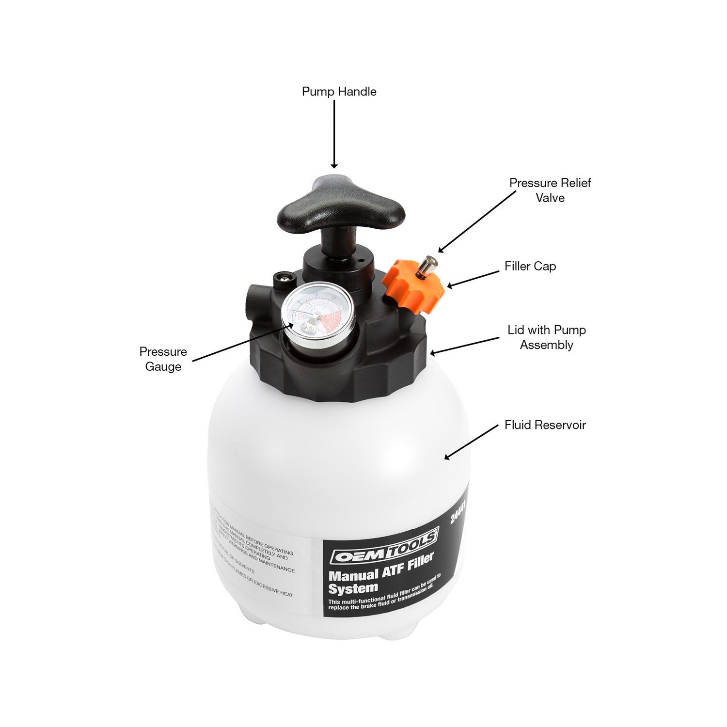 OEMTOOLS 24441 Manual ATF Refill System, 8 Adapter Transmission Fluid Pump, ATF Filler Transmission Pump Tool, ATF Filler Tool P