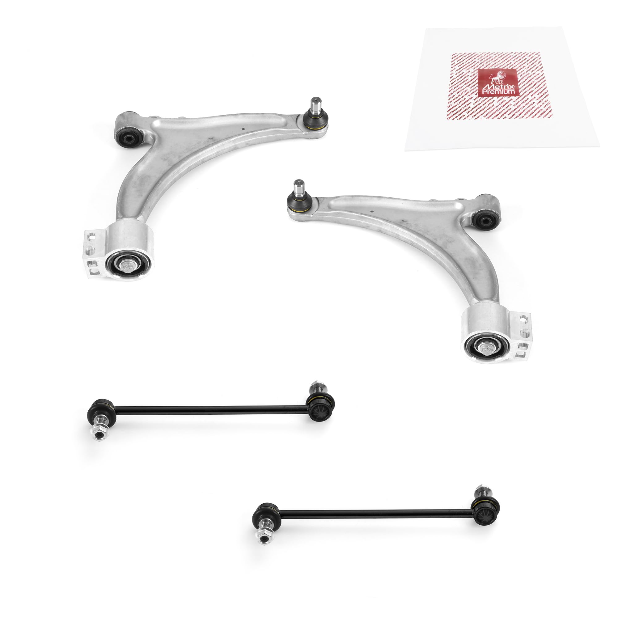 Metrix Premium Chassis Parts - 4 Pc Front Lower Control Arm & Front Sway Bar Stabilizer End Link Kit Fits 12-16 Buick Lacrosse,
