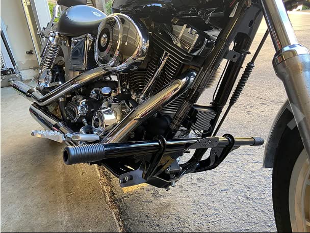 WOWTK Highway Peg Crash Bar for Harley Dyna 2006-2017, Iron, Gloss Black, Model TK-G-0097-1-B