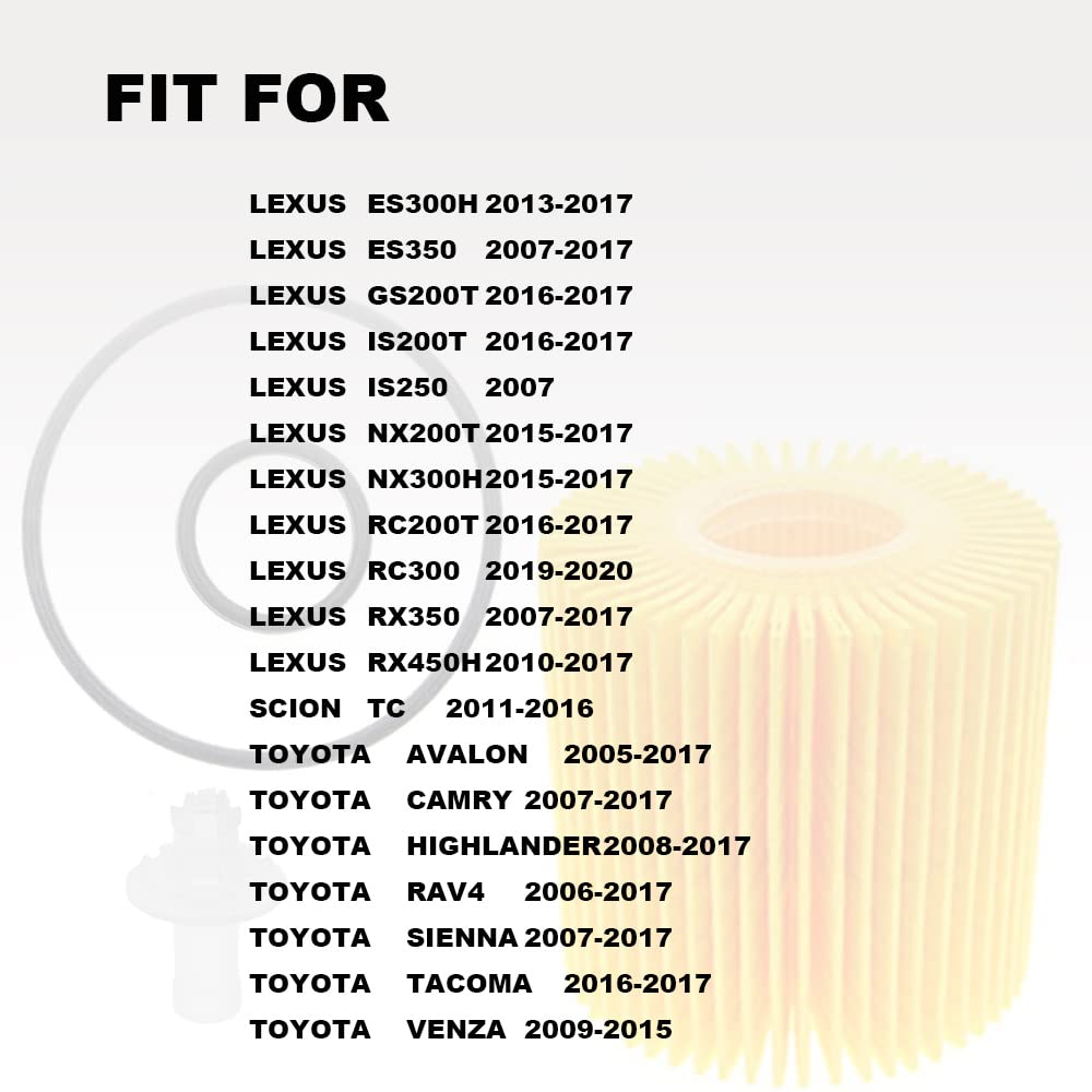 6 Pack,Pack of 6 Engine Oil Filter Compatible with Toyota Avalon Camry Highlander RAV4 Tacoma Sienna and More Replace 04152-YZZA