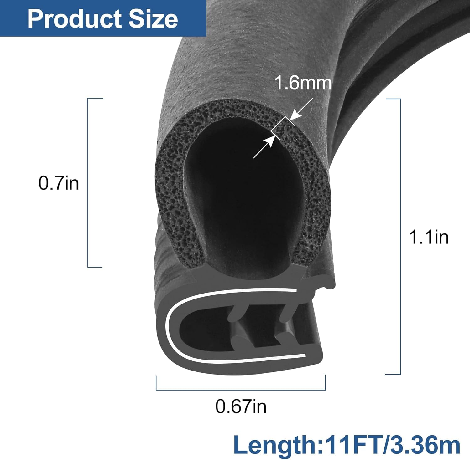 Automotive Door Weather Stripping 11Ft Car Door Rubber Edge Trim Seal Strip Gasket With Side Bulb For Car Bus Camper Boat Rv Tru