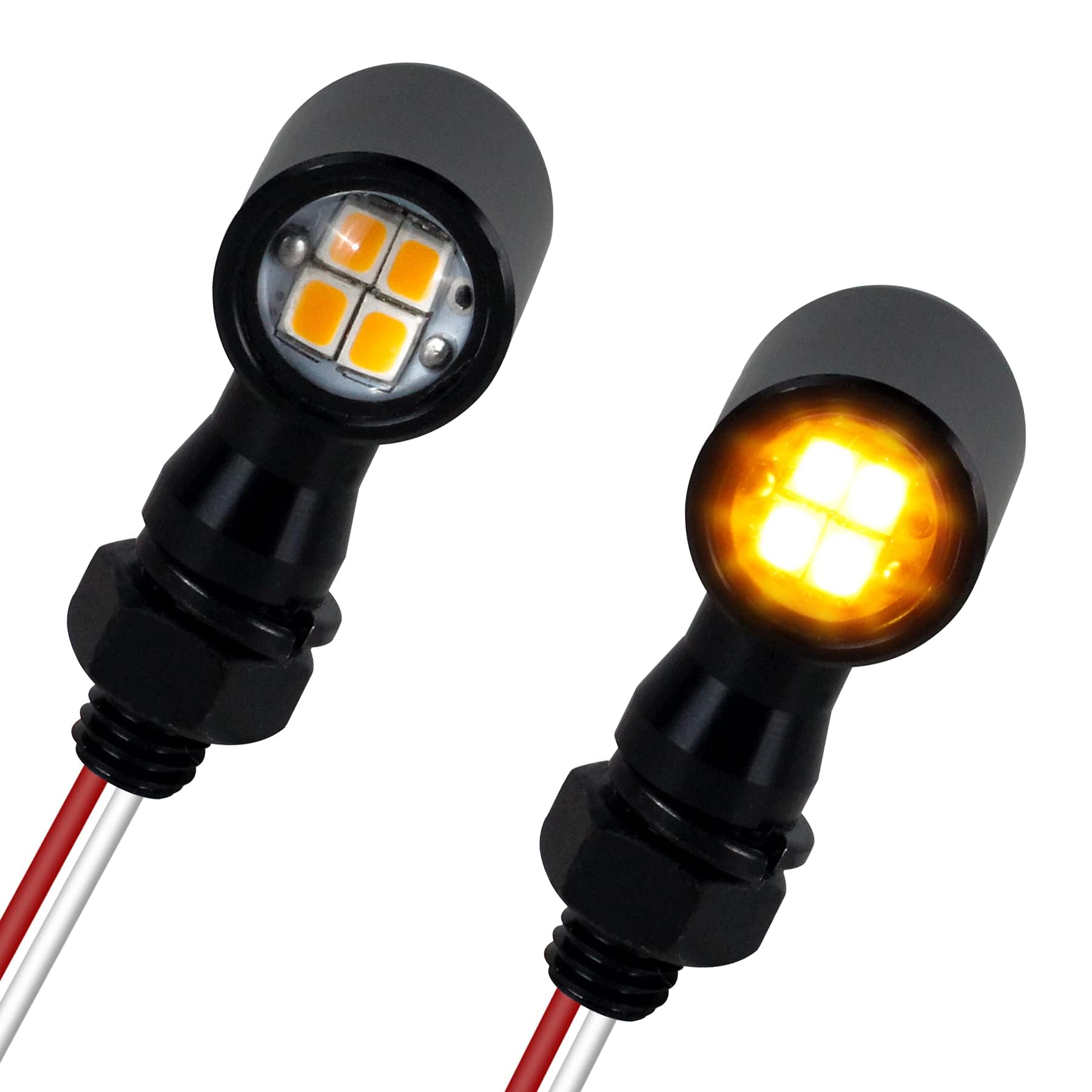 QUASCO Led Turn Signal Lights Universal Mini Size Blinkers Front Motorcycle Indicator Compatible with Harley Honda Kawasaki Suzu