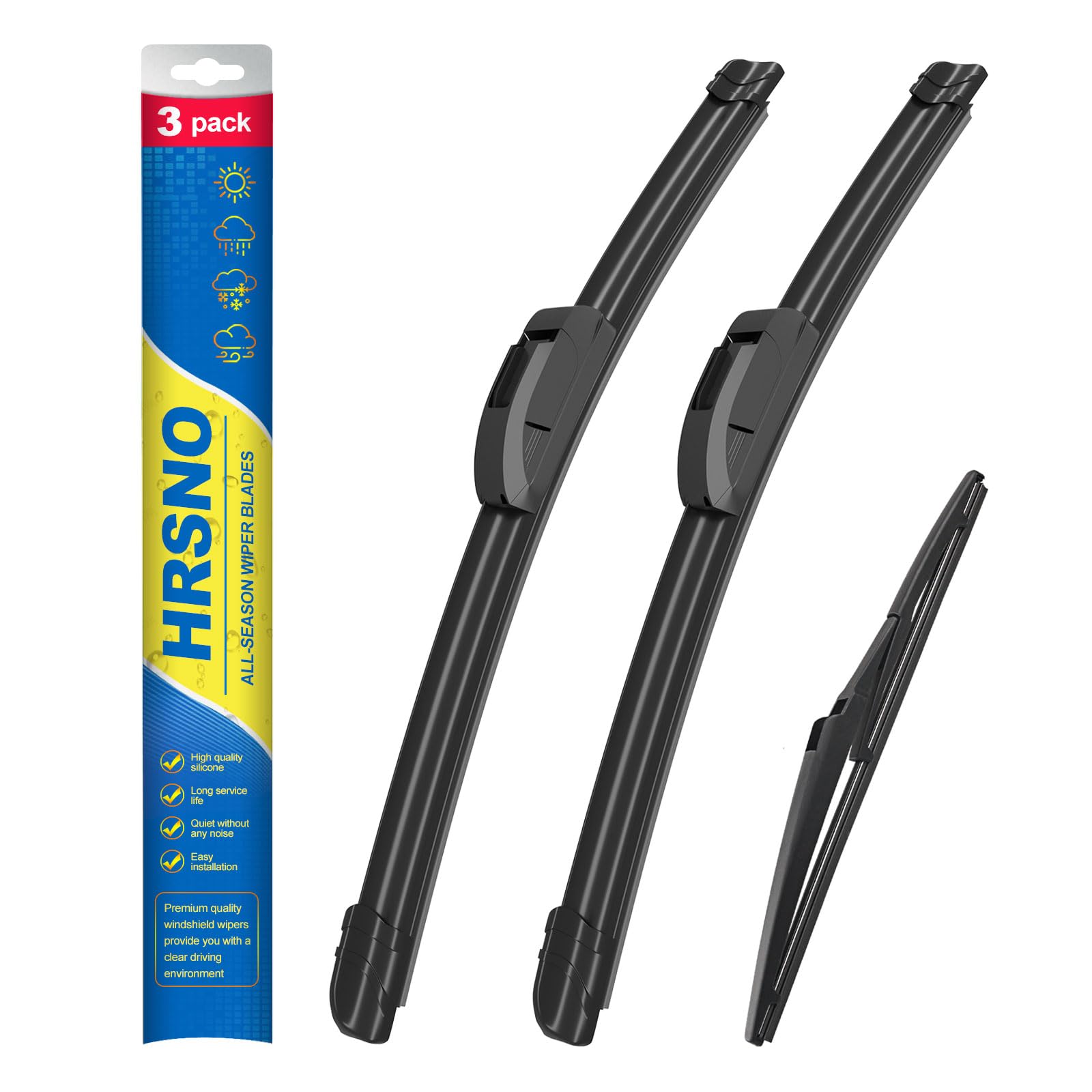 Hrsno 21''+18'' Windshield Wipers With 11'' Rear Wiper Blade Sets Automotive Replacement For Pontiac Vibe 2003-2008,Easy For Ins