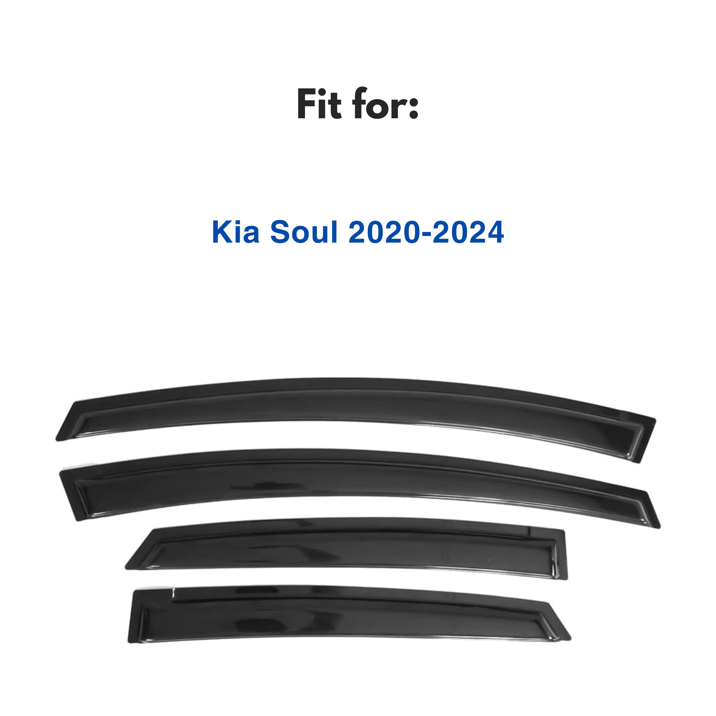 Ig Window Visor For Kia Soul 2020-2024, Rain Guard Tape-On Extra Durable Sun Wind Side Vent Window Deflector, 2020 2021 2022 202