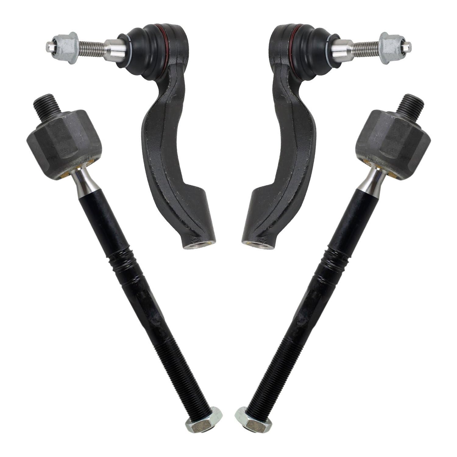 TRQ Front Inner and Outer Tie Rod Set Compatible with 2013-2019 Cadillac ATS