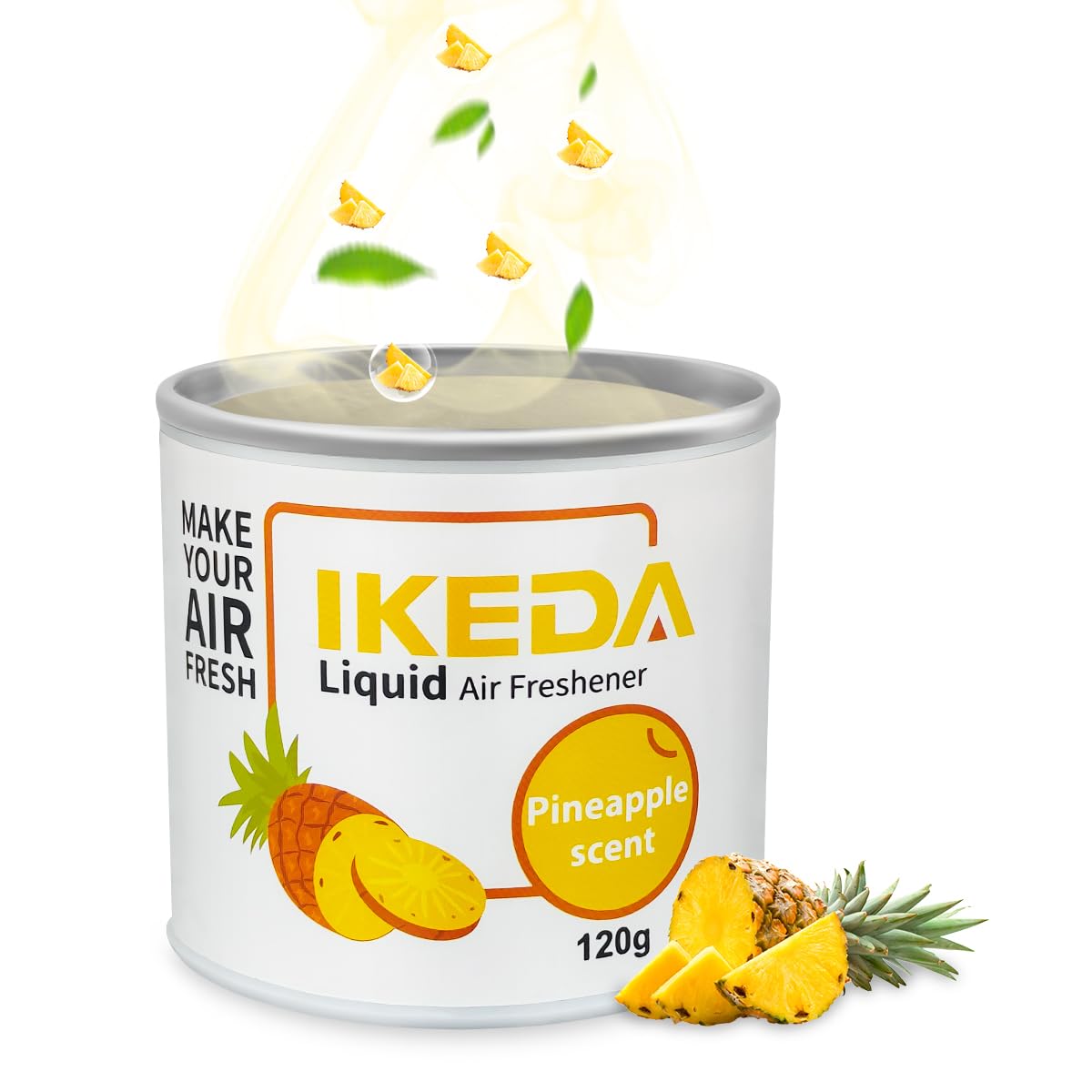 Ikeda Scents Car Air Freshener: Pineapple Scent Liquid Cans | Odor Elimination | Interior Deodorizer | 45days Long-Lasting Fragr