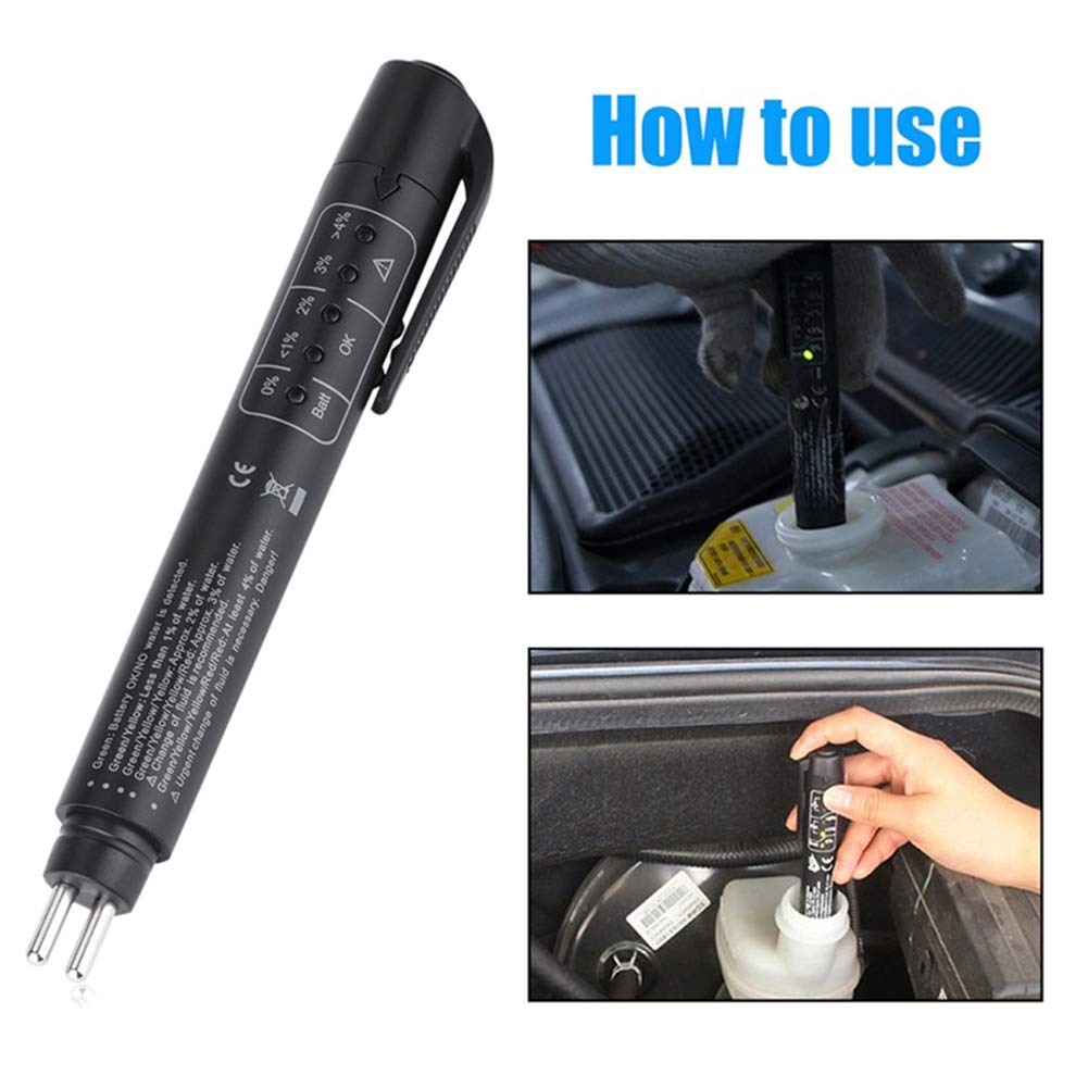 BSBMIEQM Brake Fluid Tester - Auto Diagnostic Tool with 5 LED Indicators for DOT3/DOT4, Black, Model 738192087454, Perfect Father's Day Gift