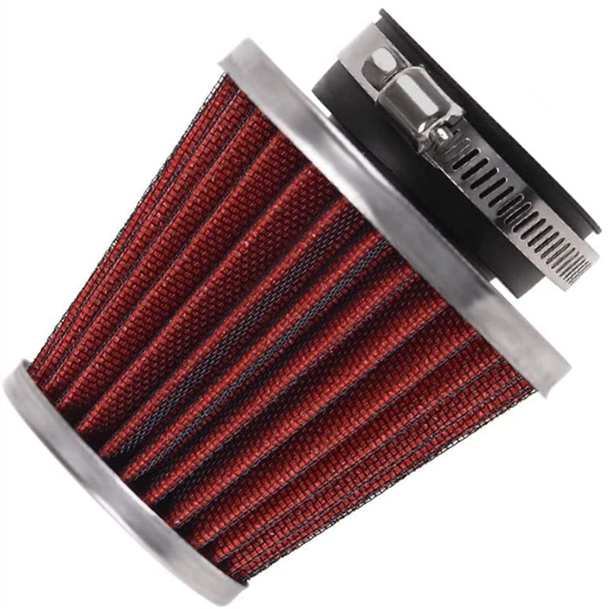 Evermotor 38Mm 39Mm 40Mm Universal Double Layer Steel Air Filter Carburetor Cleaner For Motorcycle Scooter Atv Moped Red