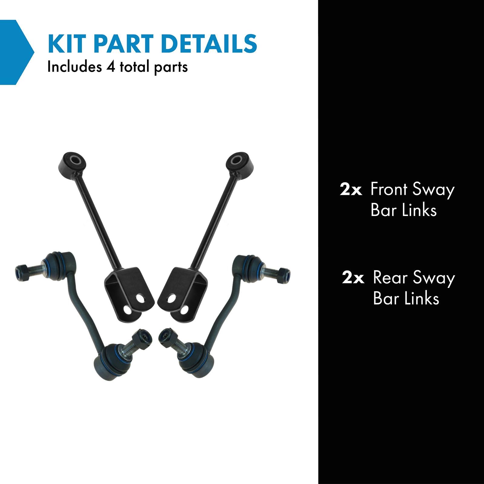 Trq Sway Bar Stabilizer Link Set Front & Rear Compatible With 07-18 Sprinter 2500 07-14 Sprinter 3500