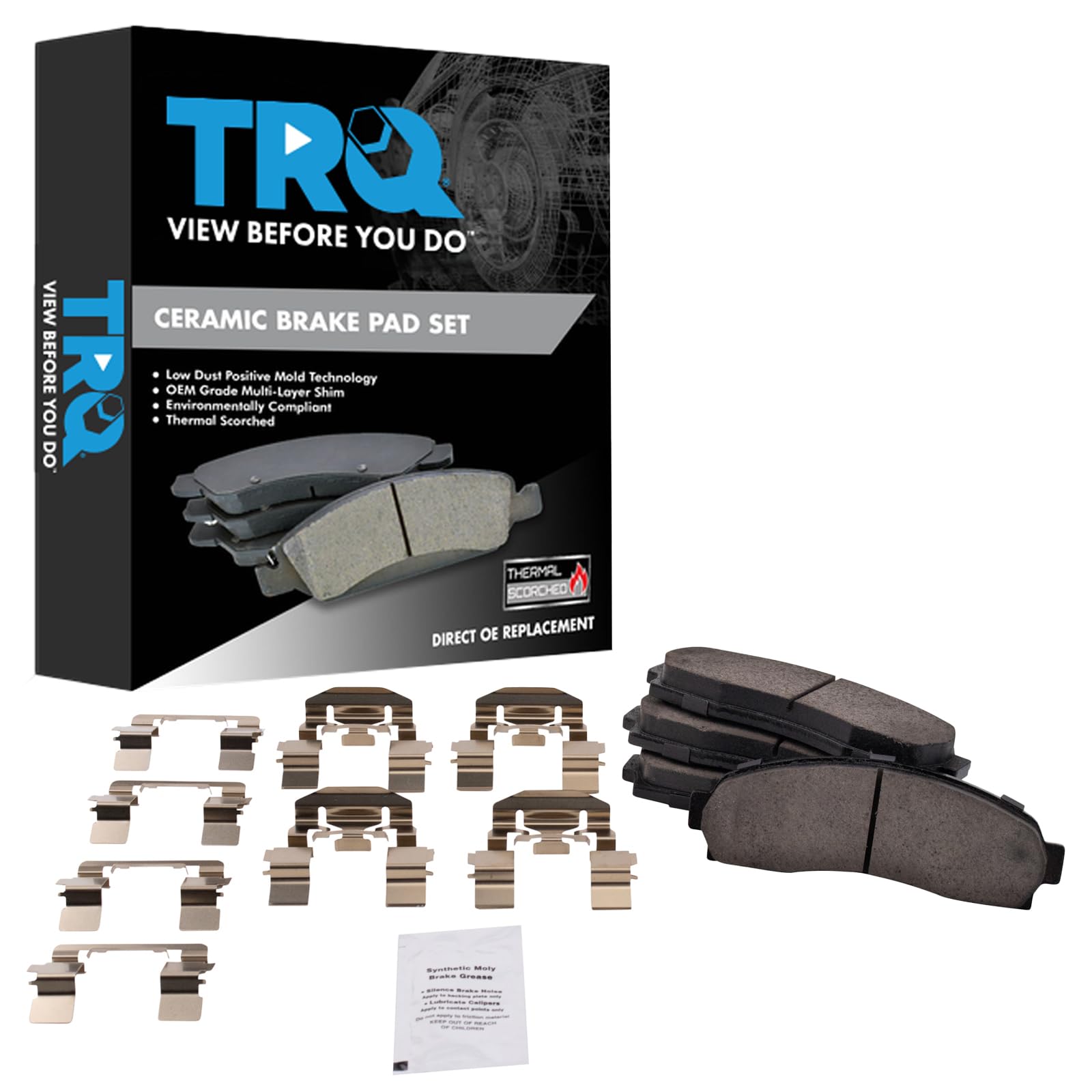 TRQ Front Premium Posi Ceramic Disc Brake Pads Kit for SUV Pickup Truck