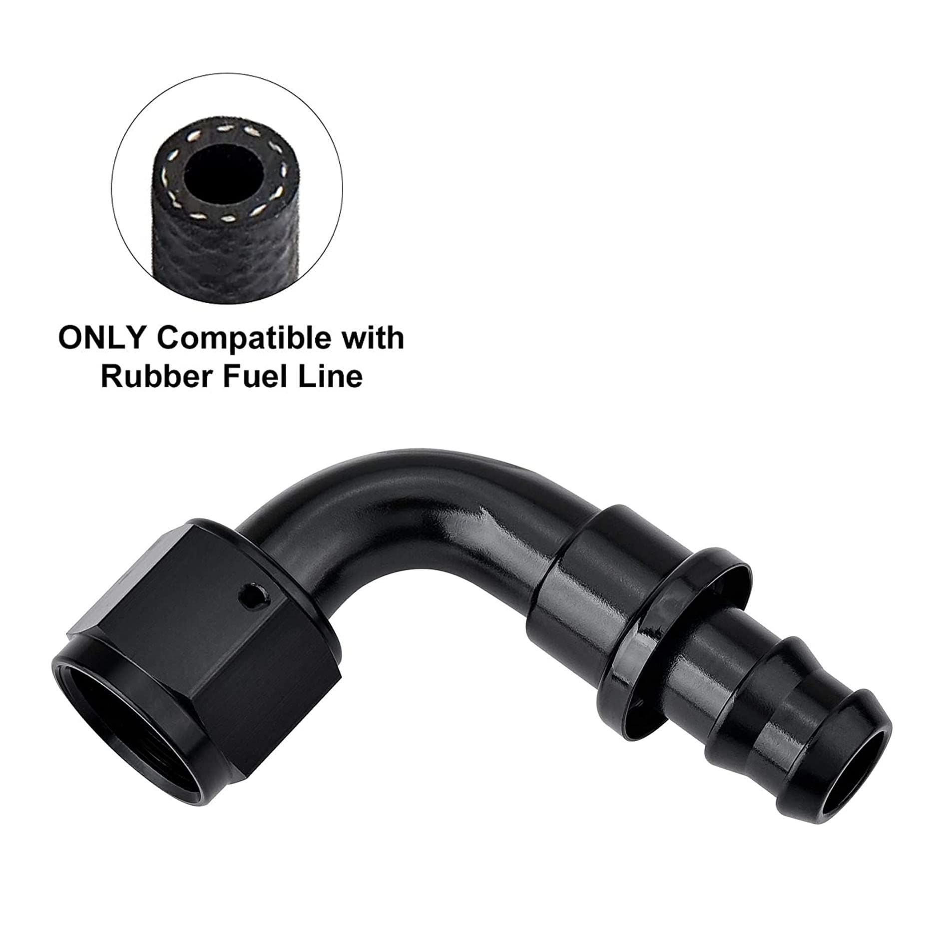 Evil Energy 4An 90 Degree Push Lock Hose Fitting End Black 2Pcs