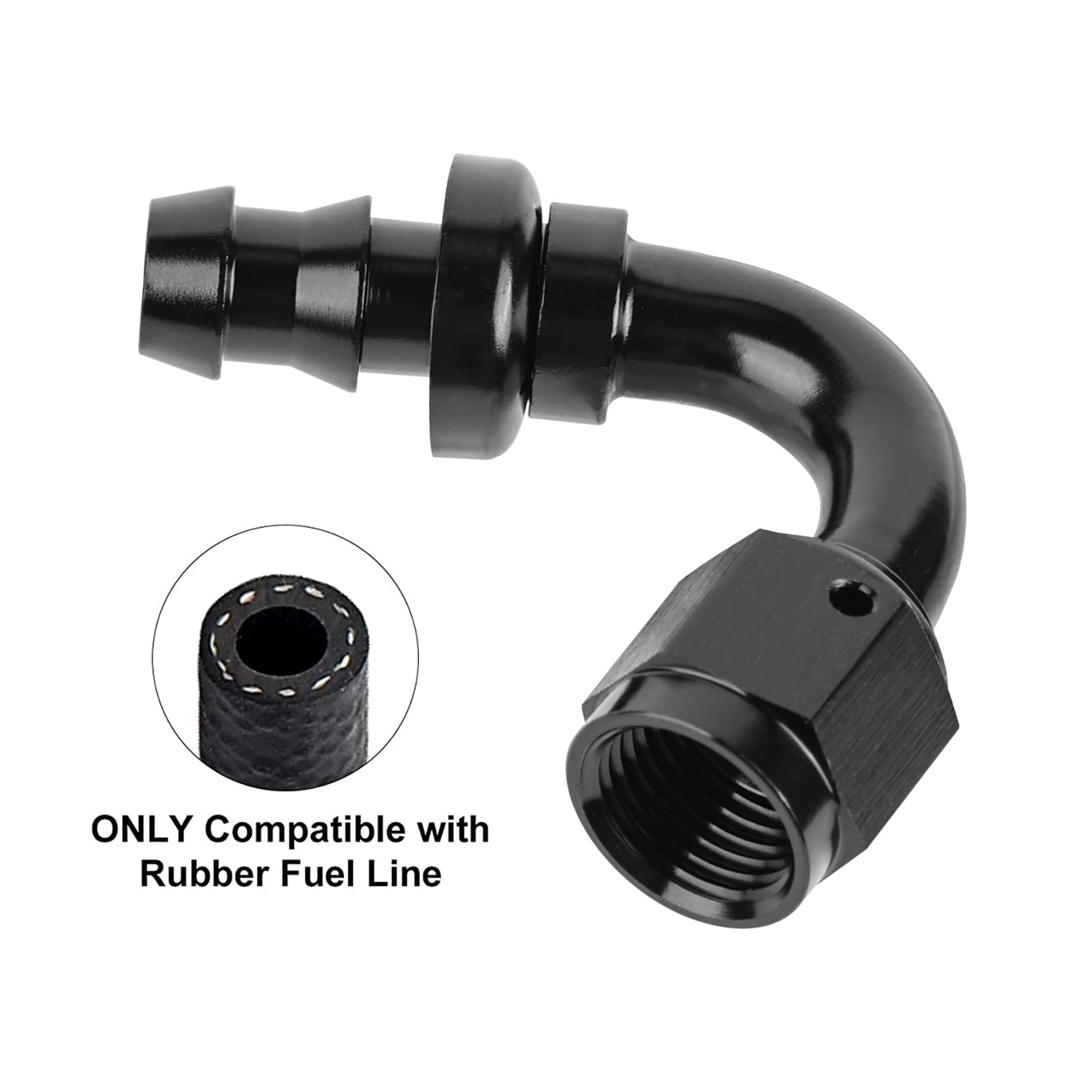 Evil Energy 4An 120 Degree Push Lock Hose Fitting End Black
