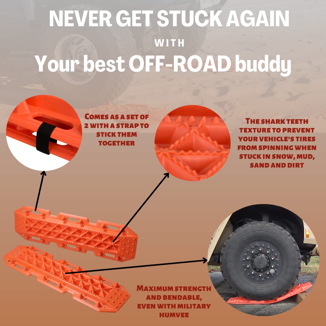 Maxsa 20333-Od Heavy-Duty Escaper Buddy Traction Mats For Off-Road Mud, Sand, & Snow Vehicle Extraction, Bendable, Unbreakable, Olive Drab, 2 Pack