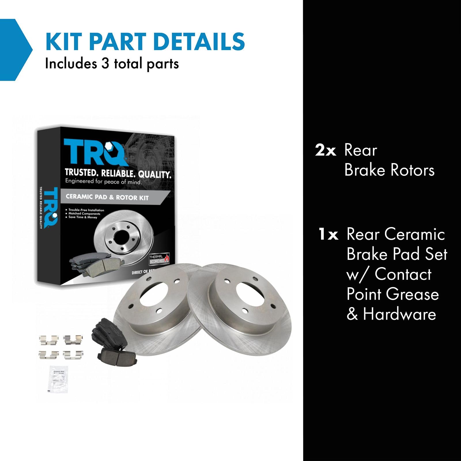 TRQ Rear Brake Pad & Rotor Kit Brake Pads Brake Rotor Ceramic Compatible with 2001-2002 INFINITI G20 2002-2006 Nissan Sentra