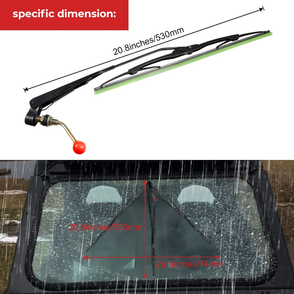 Kemimoto Utv Manual Hand Operated Windshield Wiper Assembly Compatible With Maverick X3 Commander Defender Pro Windshield Wiper
