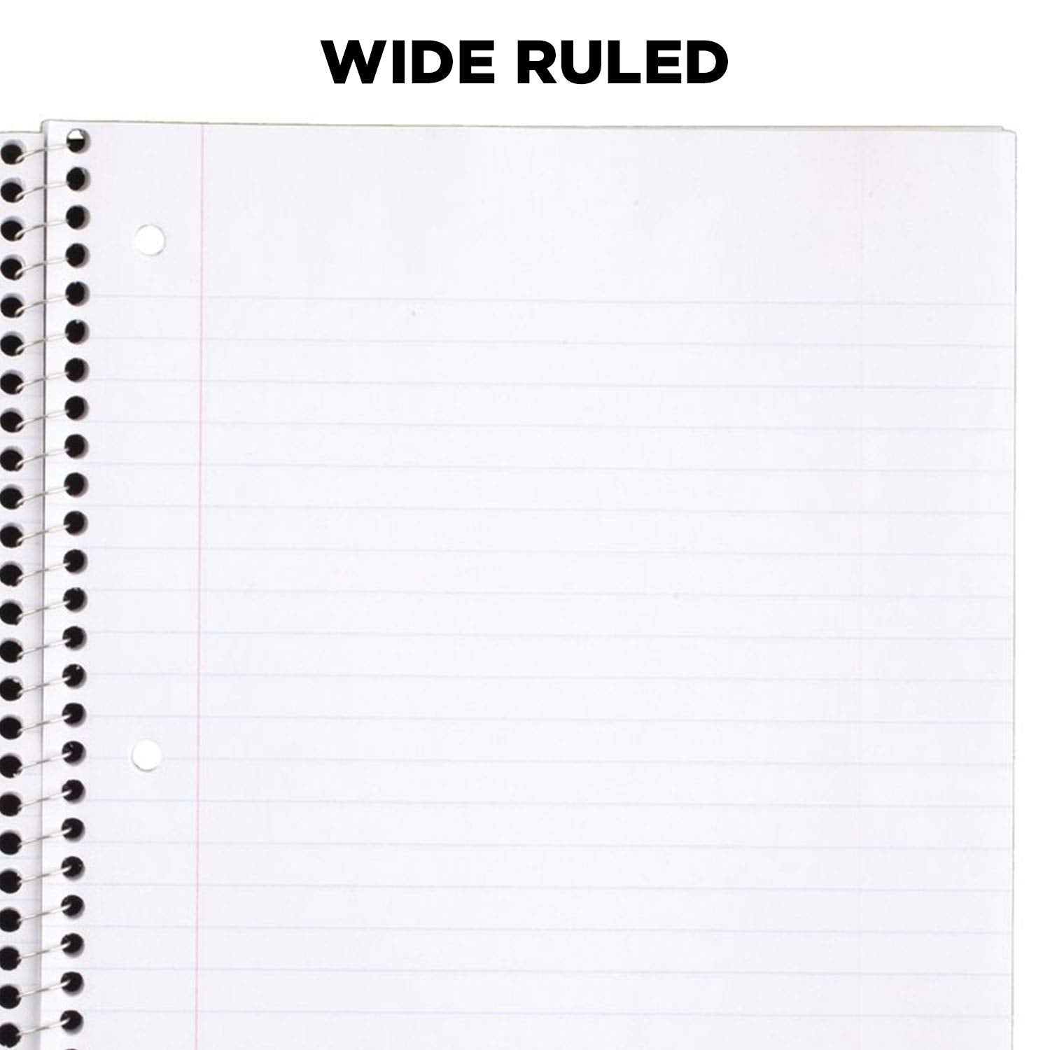 Mead Spiral Notebooks, 4 Pack, 1-Subject, Wide Ruled Paper, 10-1/2'' X 7-1/2'', 70 Sheets Per Notebook, Red (38112)