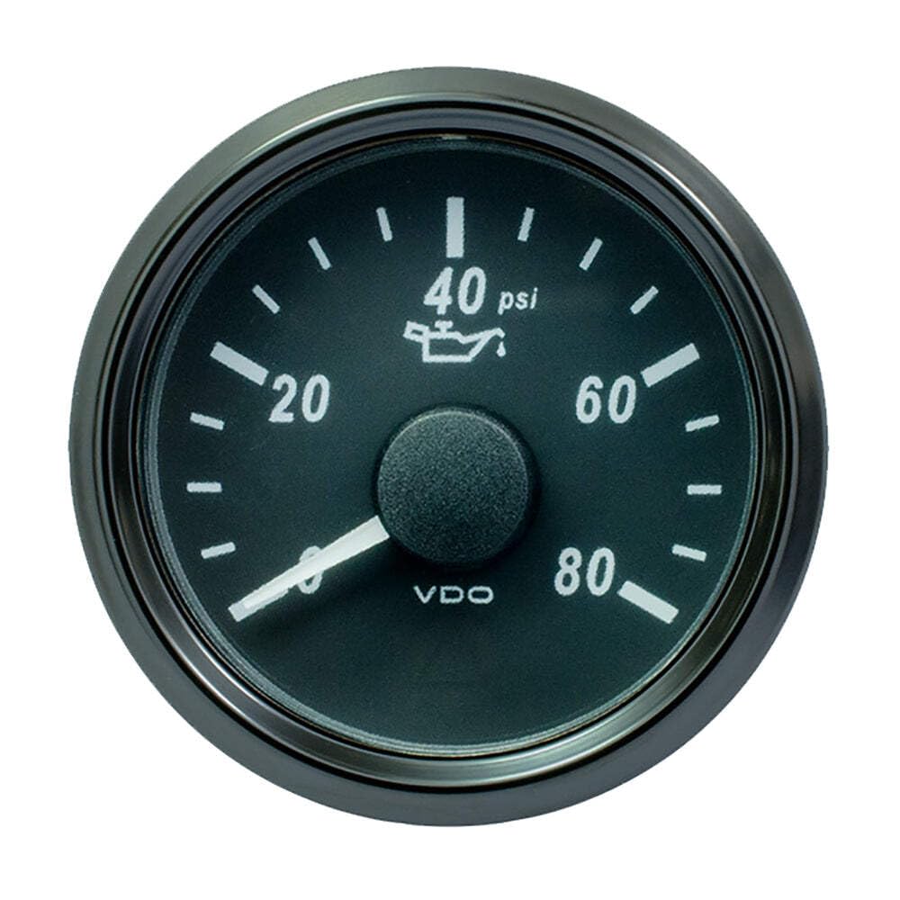 Vdo Singleviu 52Mm (2-1/16'') Oil Pressure Gauge - 80 Psi - 0-180 Ohm