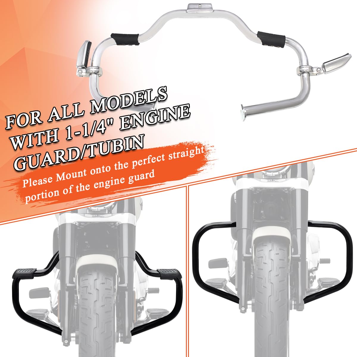 FOVPLUE 1.25'' Highway Footpegs, Adjustable Footrest w/Mounting P-Clamps for Harley Touring Softail Dyna Sportster Honda Kawasak