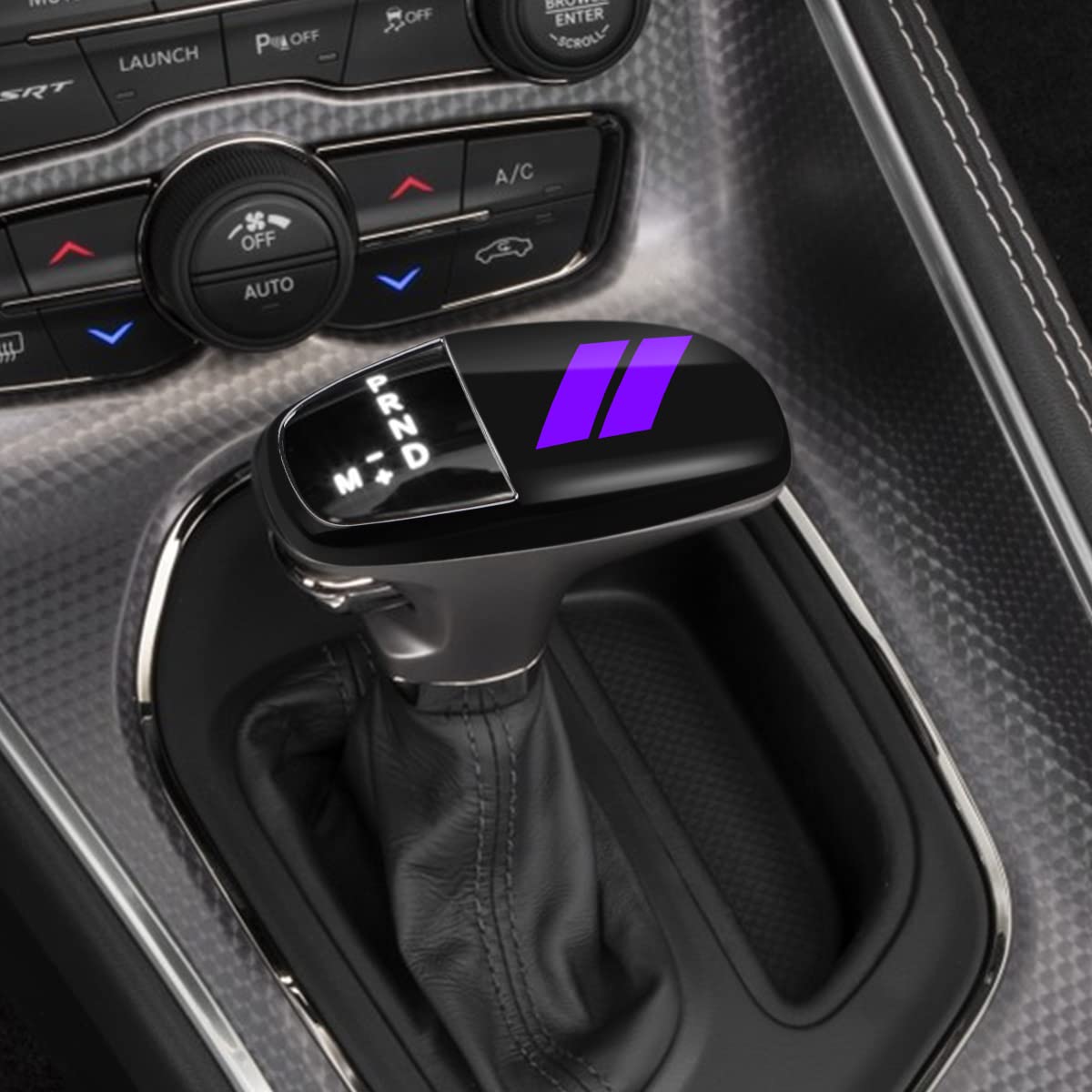 auovo Gear Shift Knob Trim for Charger/Challenger/Durango 2015-2024, ABS Plastic, Black-Purple, Model TP-102052