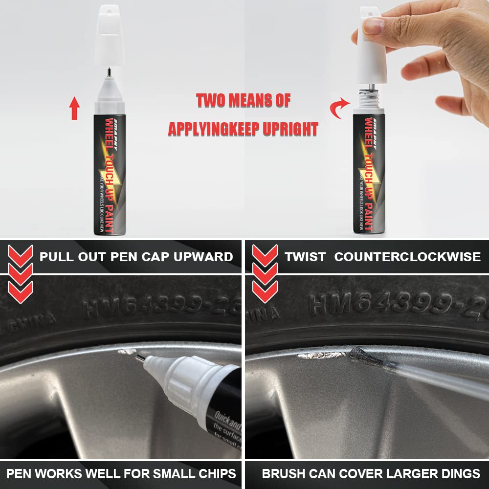 SMAPHY Silver Rim Touch Up Paint - Medium Silver Wheel Repair Paint for Cars