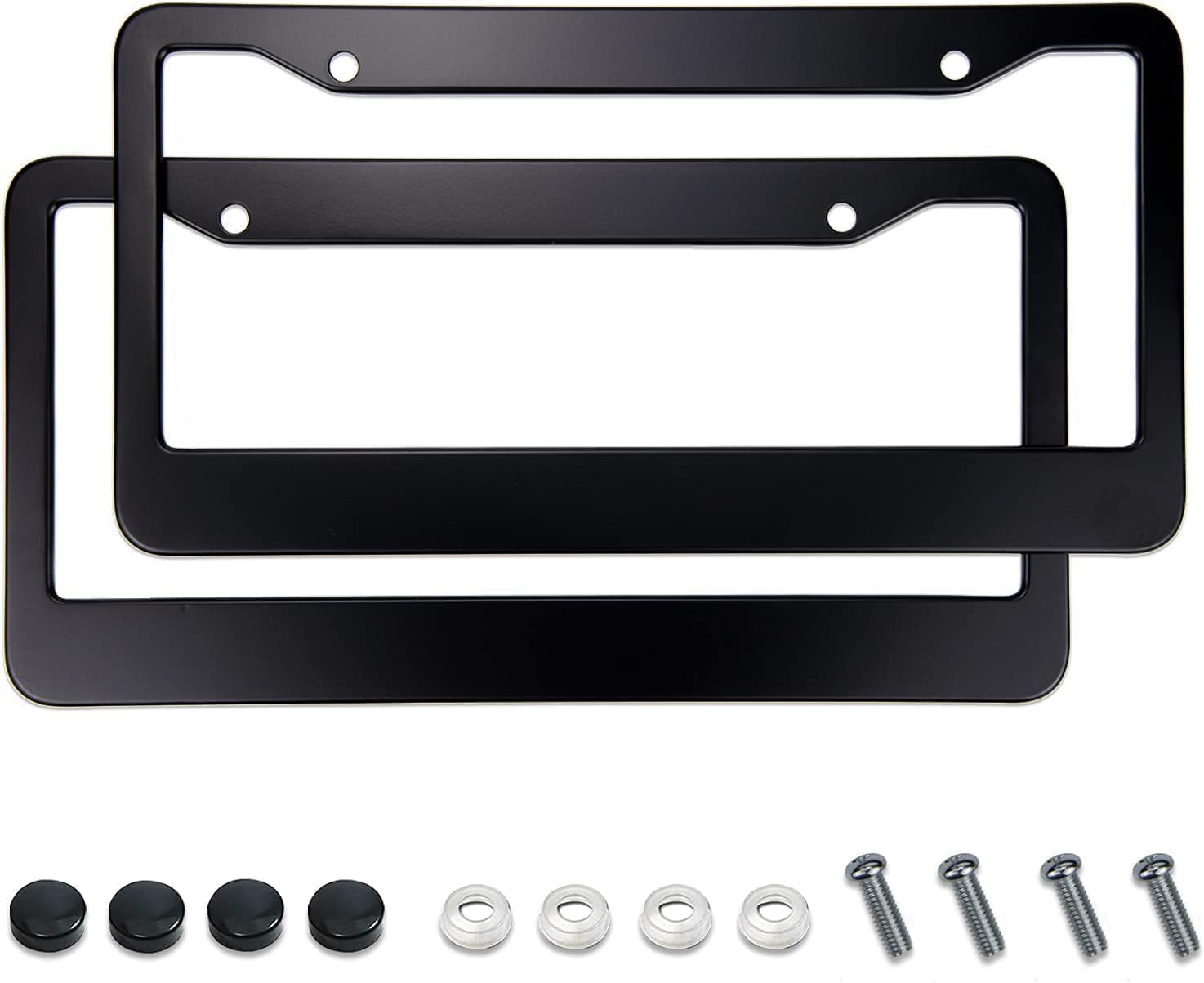 Matte Black License Plate Frames - Airxwills License Plate Covers, 2 Packs Universal Aluminum Tag Frame for License Plate for Fr