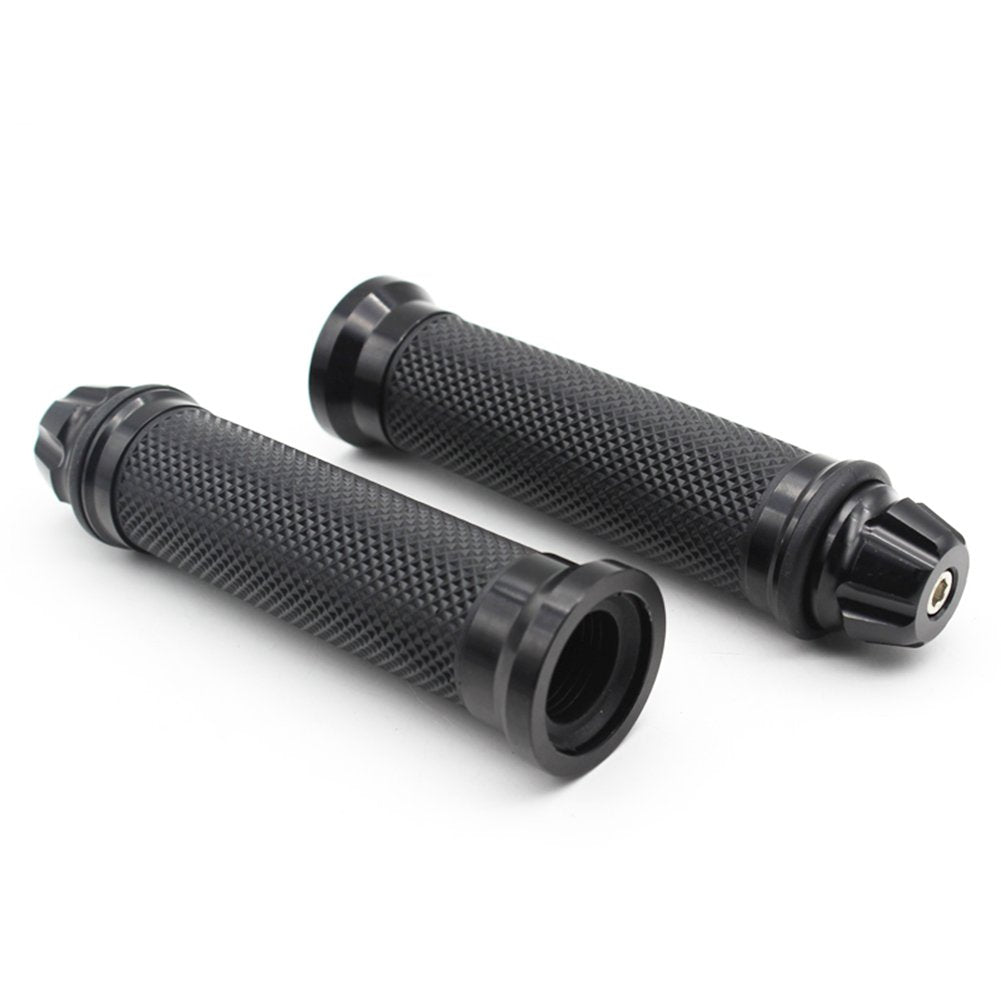 Nuoxinus Motorcycle Hand Grips With Bar End Cap, Racing Cnc Aluminum & Soft Rubber Handlebar Universal For 7/8''(22Mm) Handle Ba