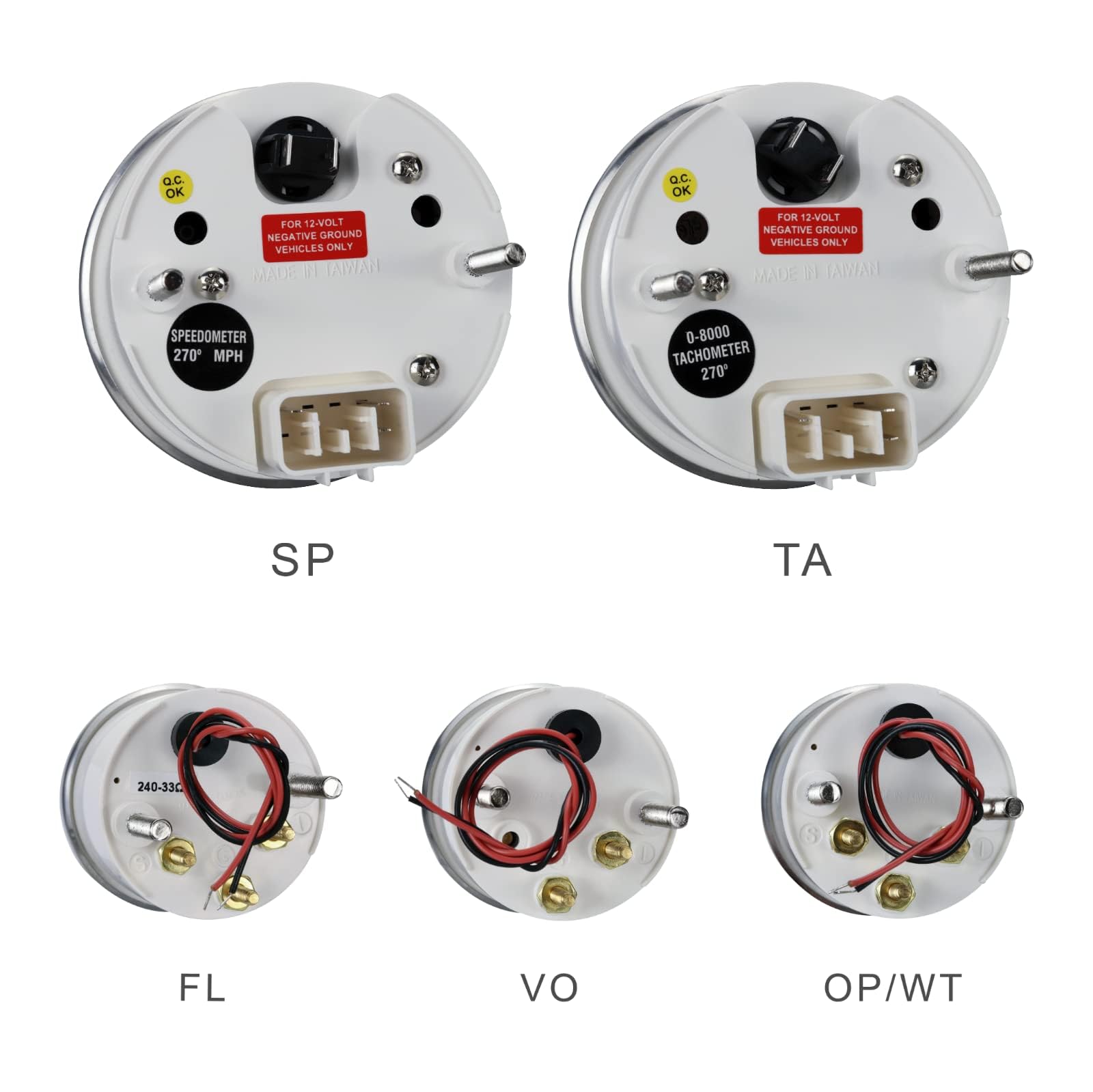 MOTOR METER RACING Classic 6 Gauge Set with ECU Based Electrical Speedometer Digital Odometer Black Dial White Needle Light Bulb