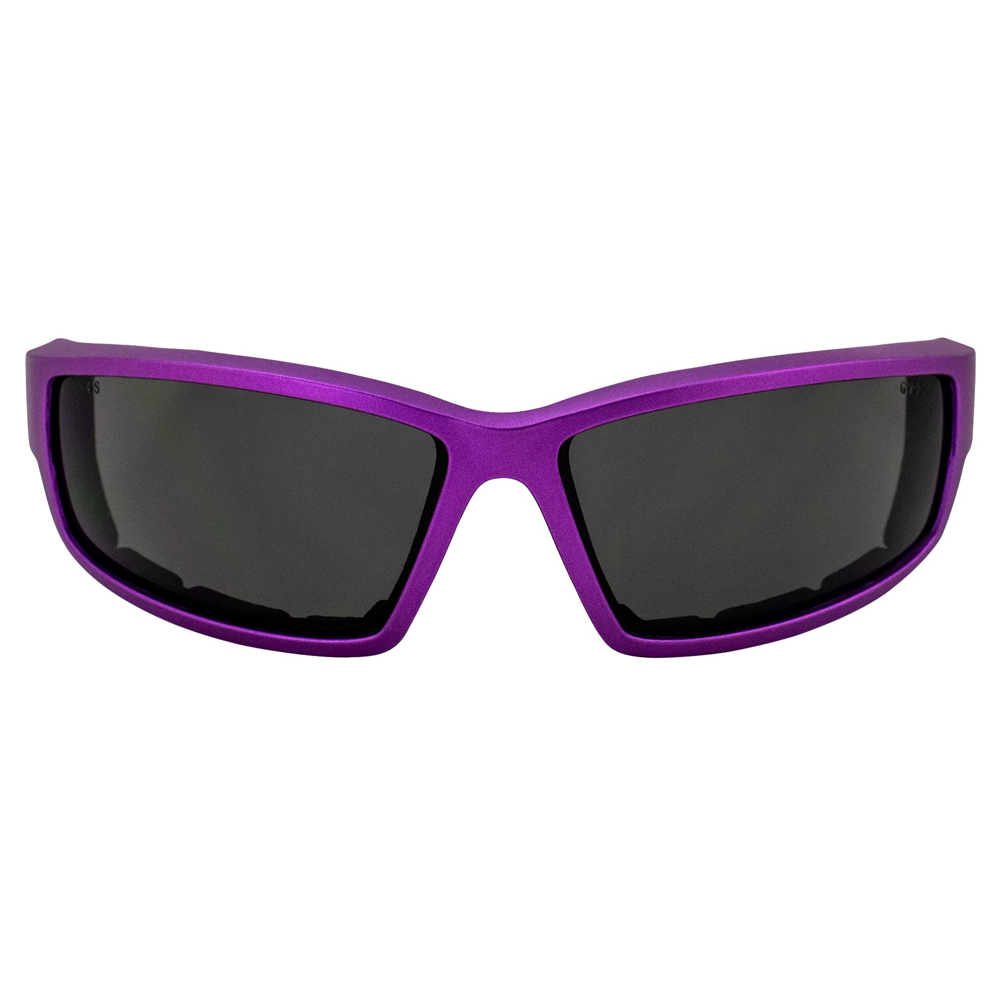 Global Vision Sly Padded Motorcycle Glasses For Women Sunglasses Purple Metallic Frame W/Smoke Lenses