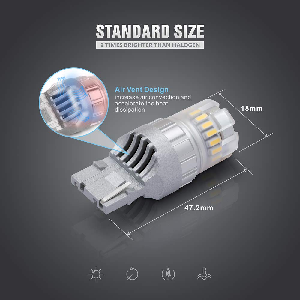 Sir Ius Led - Ft- 7440 Led Backup Reverse Light Bulb Super Bright High Power Single Filament Function Air Vent Design 3030+4014