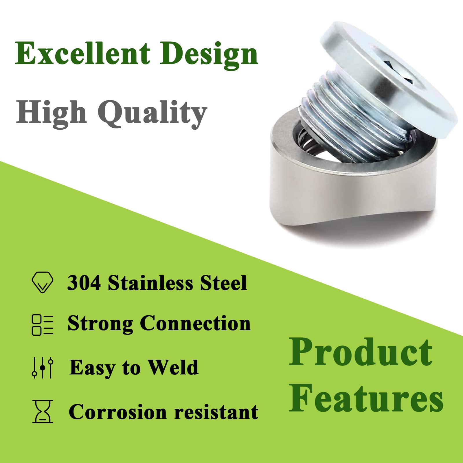 I Little Bamboo O2 Sensor Bung, Stainless Steel Oxygen Sensor Mounting Bungs and Plugs, M18 X 1.5 Thread Notched Style Oxygen Se