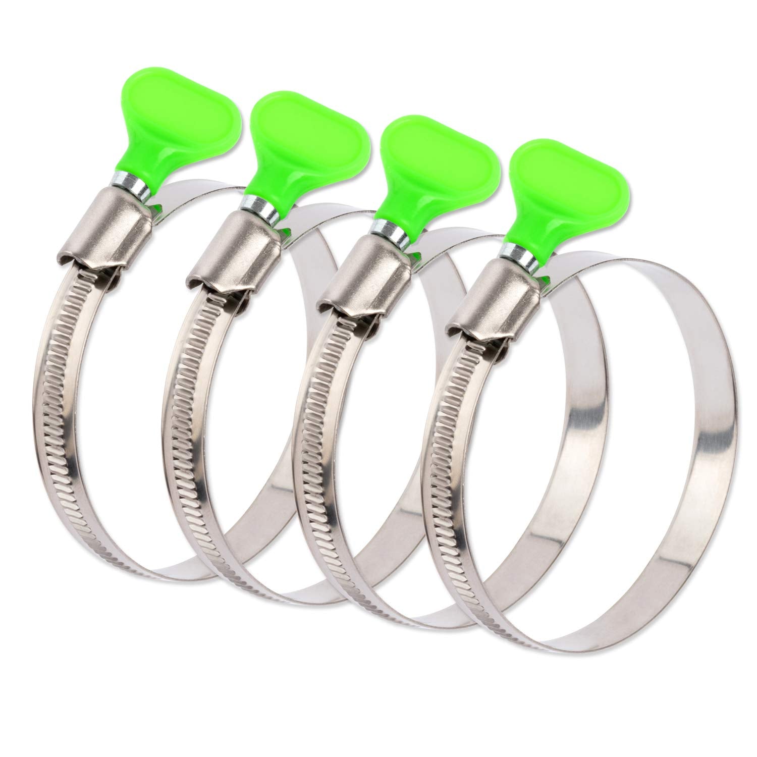 Ispinner 4Pcs 3 Inch Key Hose Clamp, Bandwidth 12Mm Thumb Screw Adjustable Stainless Steel Hose Clamps For Dryer Vent, Dust Coll