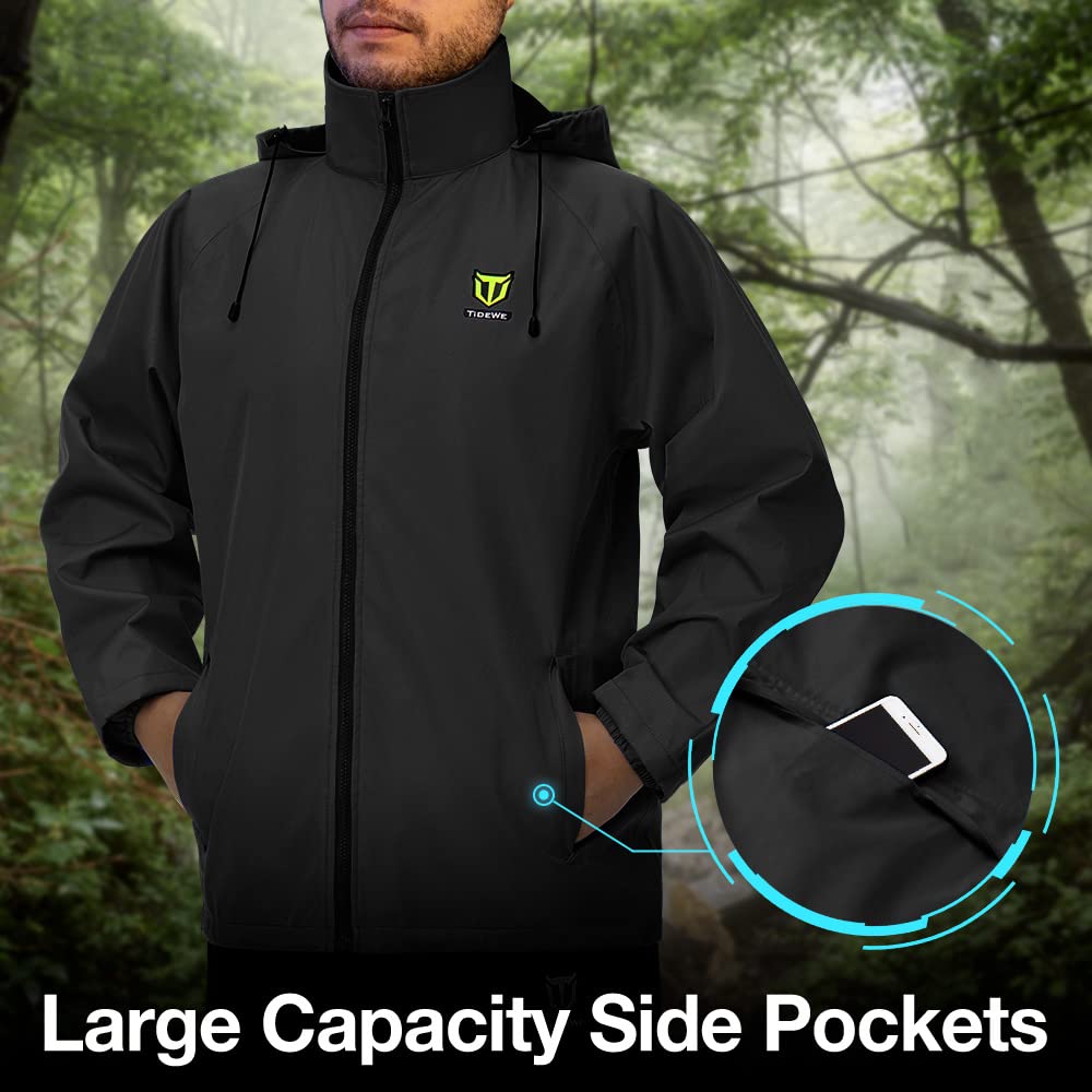 Tidewe Rain Suit, Waterproof Breathable Lightweight Rainwear (Black Size Xl)