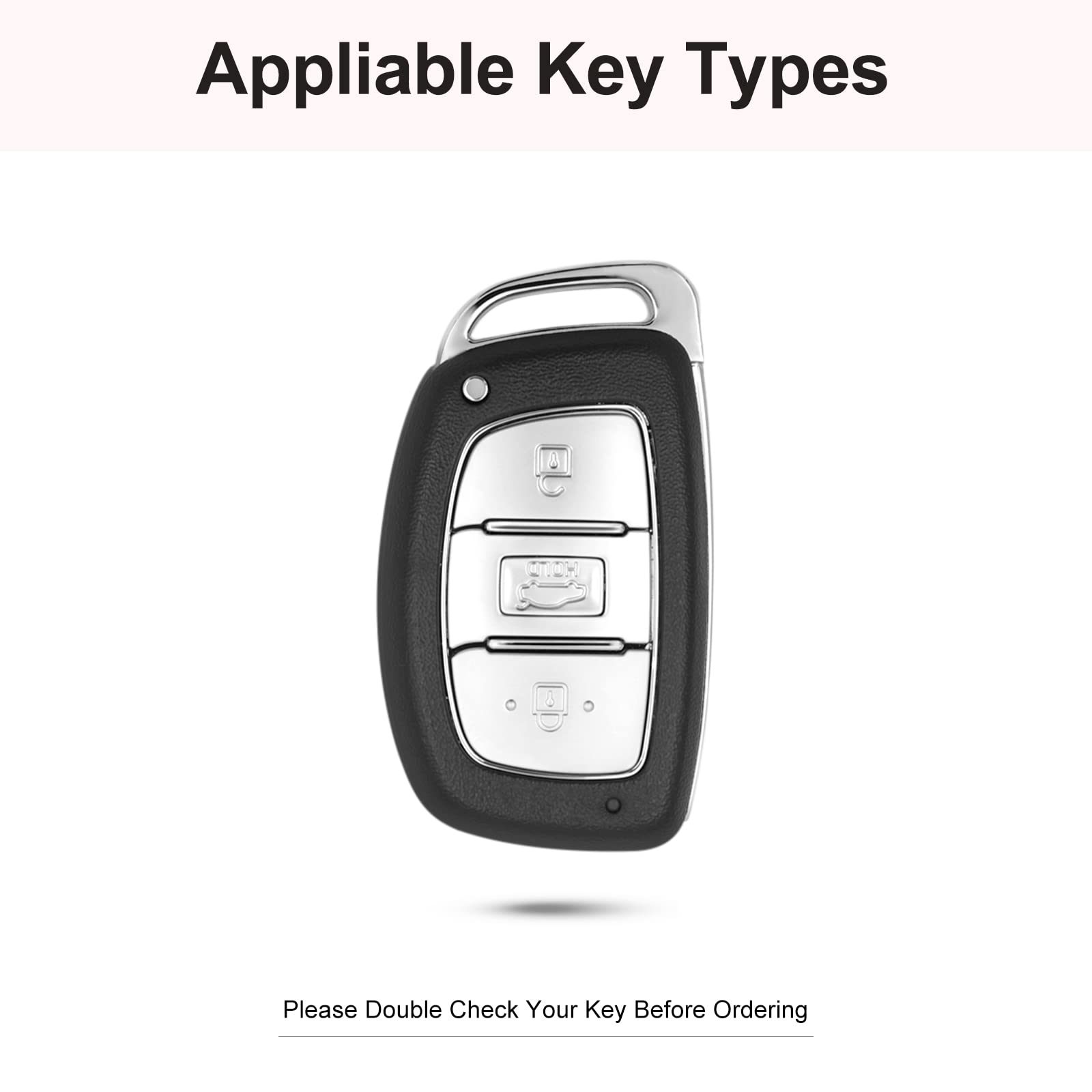Ruabiban For Hyundai Key Fob Cover With Keychain, Pink Genuine Leather Crystal Key Case Protection Shell Compatible With 2021 20