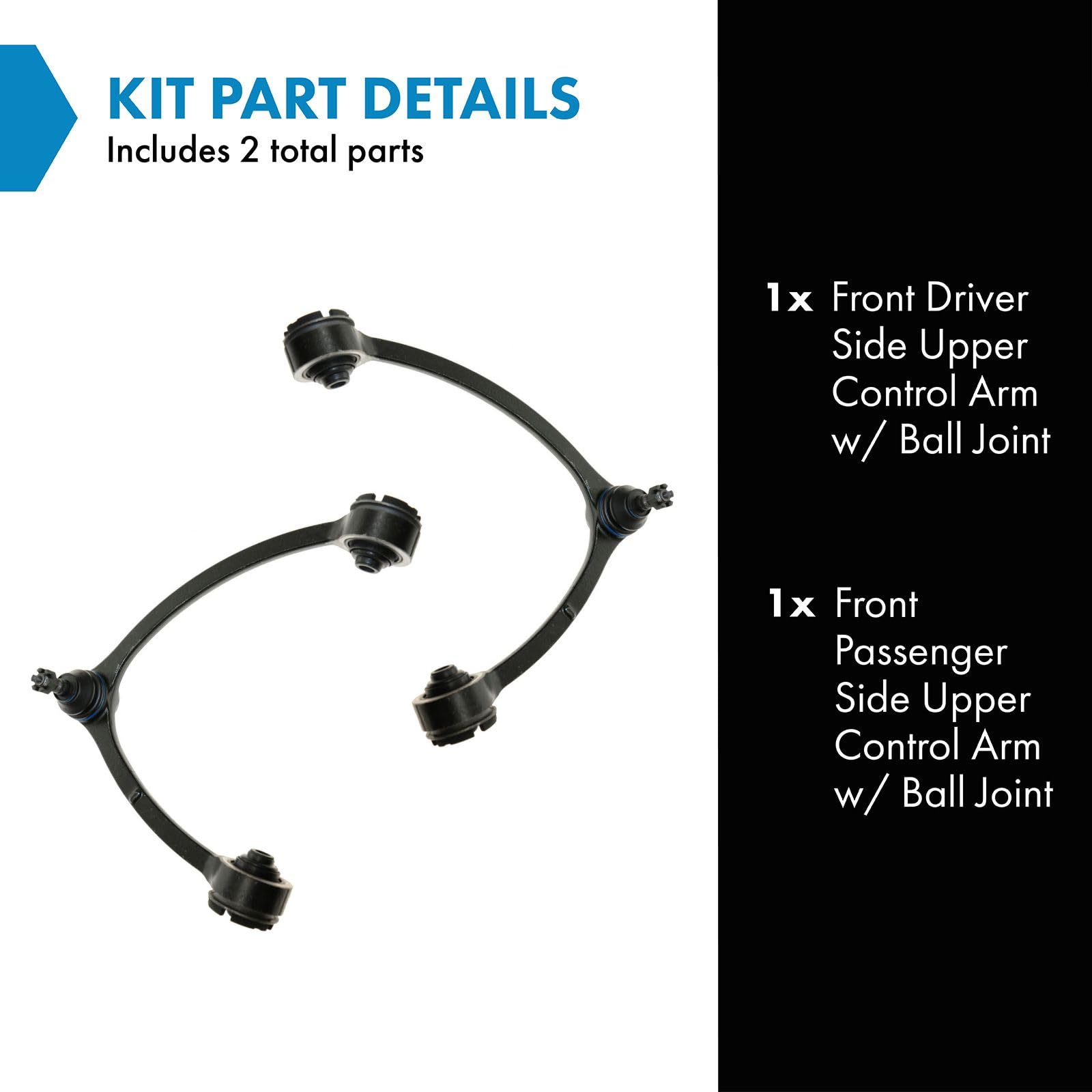 TRQ Upper Control Arm Set with Ball Joints - 2 Piece for 1990-1994 Lexus LS400 - Black - Model PSA62179