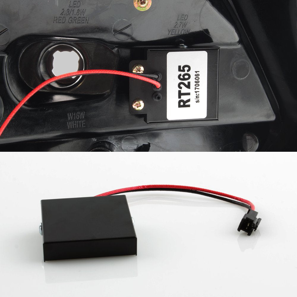AKKON LED Tube Tail Lights for 2012-2014 Ford Focus Hatchback - Black Smoke, Sequential, Left + Right