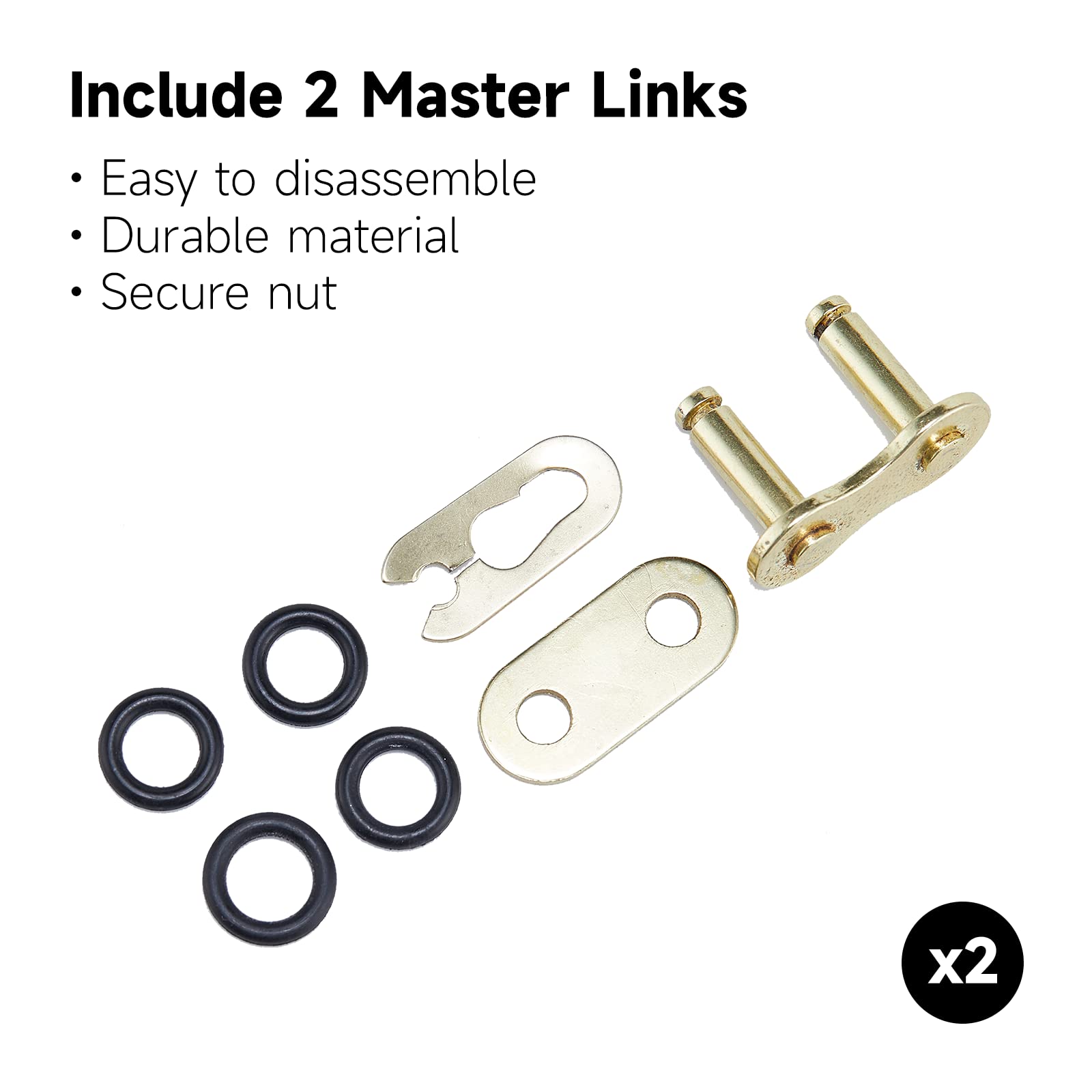 HILAKE 520 Motorcycle Chain - 130 Links O-Ring, Heavy Duty with Master Link & Chain Breaker for Motorcycles, Bicycles, Go Karts