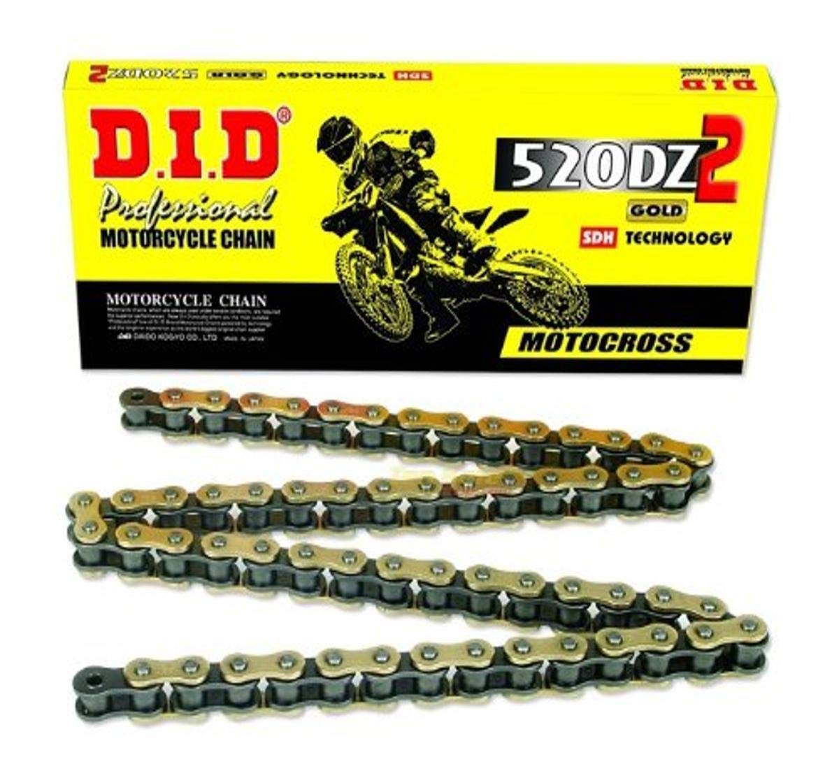 DID (520DZ-118) Gold 118 Link High Performance DZ2 Series Non-O-Ring Chain with Connecting Link