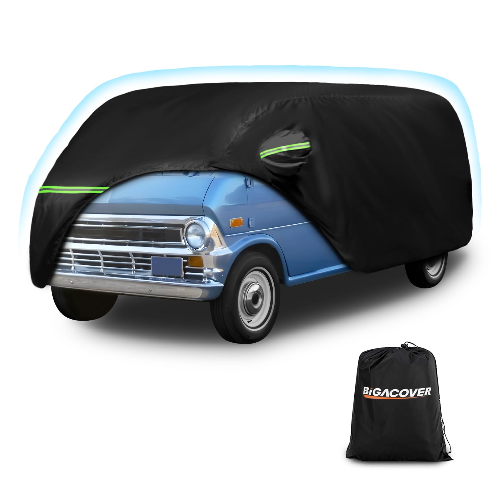 Waterproof Car Covers For 1961-1974 Falcon Club Wagon E-100,Econoline E-100 Van,420D Oxford Cloth Sun Heat Protection Outdoor Fu