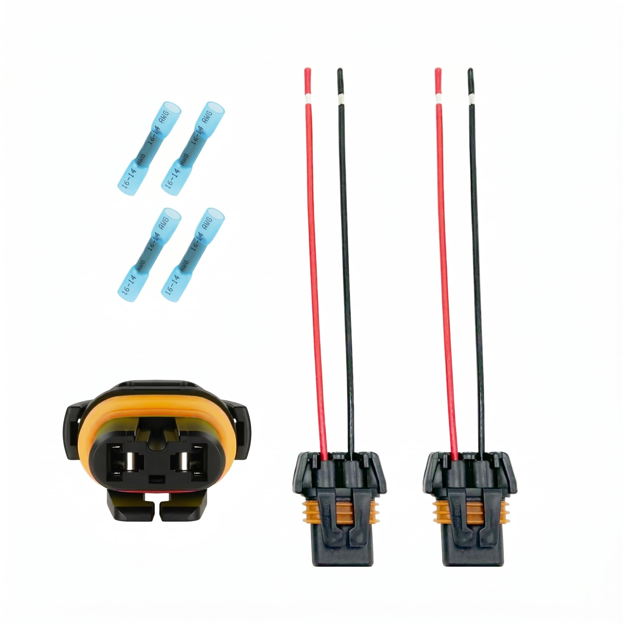 9005 9006 Headlight & Fog Light Wiring Harness Kit - 16AWG Heat-Resistant Automotive Connector Plug, LED Bulb Socket Adapter Com