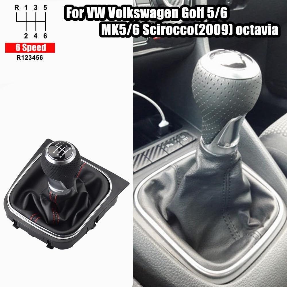Malcayang 6 Speed Shift Knob Boot Kit for Golf 5 6 MK5 MK6 R32 GTD GTI 2004-2009 Scirocco Octavia