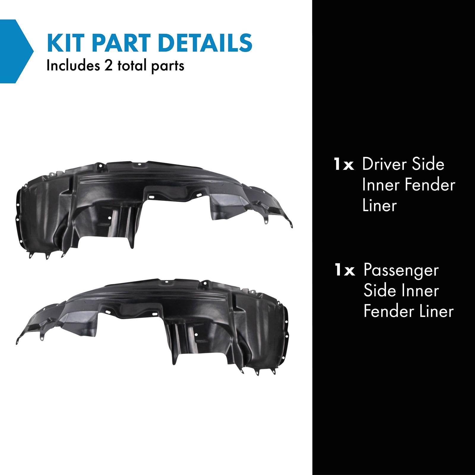 Trq Inner Fender Liner Set Compatible With 2003-2006 Mitsubishi Outlander Mi1248118 Mi1249118