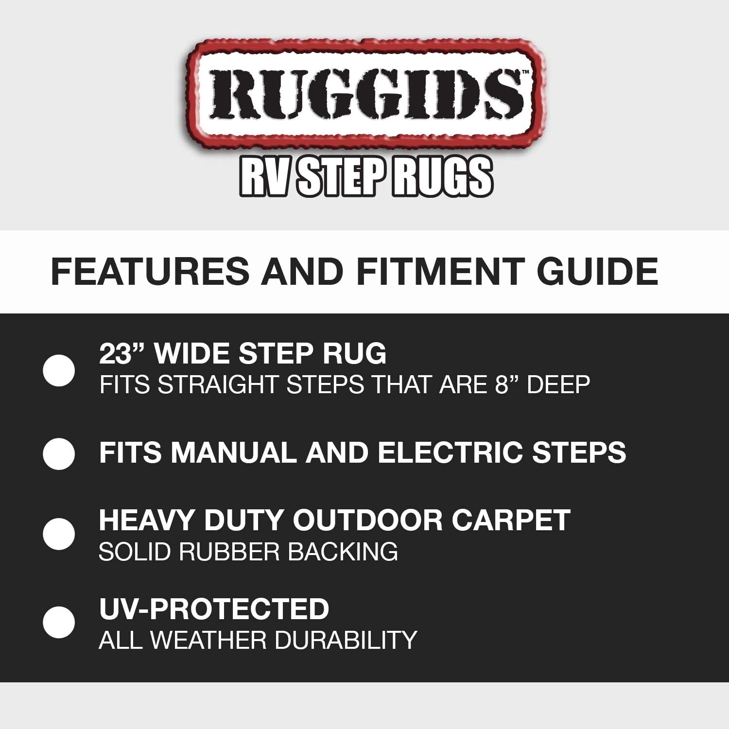 Prest-O-Fit 2-0420 Ruggids Rv Step Rug Black Granite 23 In. Wide 19 - Inch X 23 - Inch