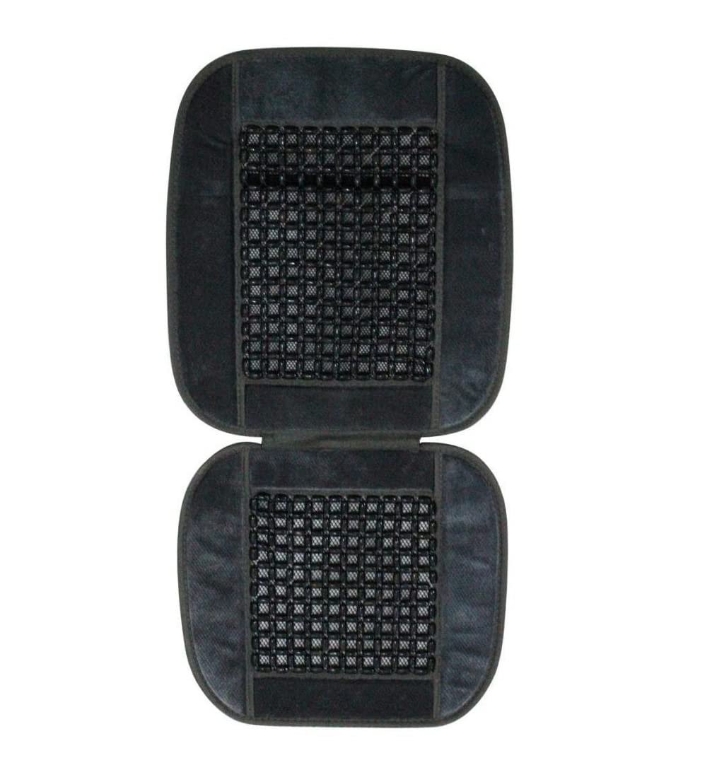 Kozdiko Car Seat Car Wooden Bead Seat Cover Cushion with Grey Velvet Border for Maruti Alto K10