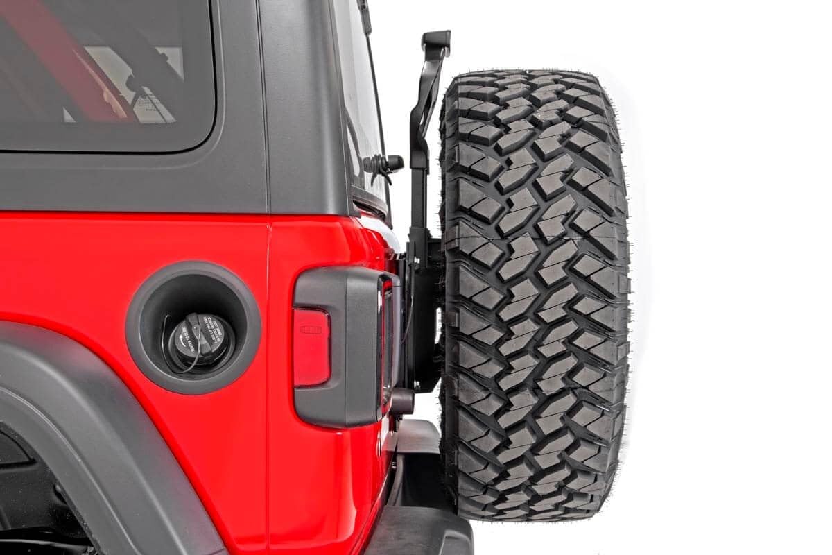 Rough Country Spare Tire Relocation Bracket for 18-24 Jeep Wrangler JL, Alloy Steel, Black, Model 10529