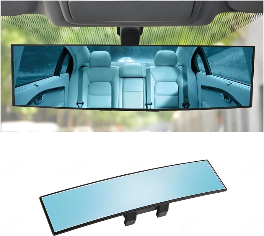 Gnastas Rear View Mirror, Clip On Rear View Wide Angle Mirror, Panoramic Interior Extended Rear View Mirror, AntiGlare, Car Mir