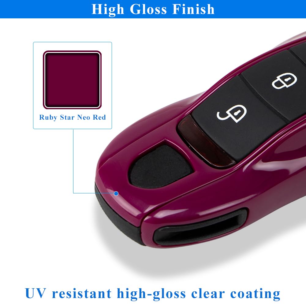AeroBon Key Fob Shell Replacement for Porsche MK1 - Ruby Star Neo Red, Durable ABS Material, 3-Piece Painted Key Cover