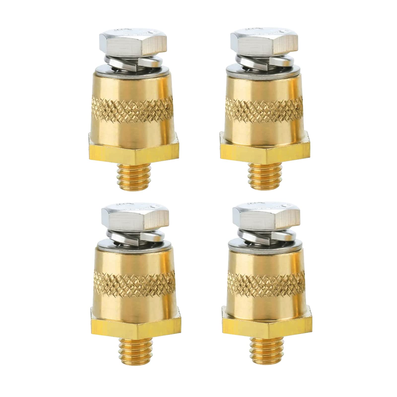 Ampper M8 Thread Male Brass Battery Charging Post Terminals, M8 Battery Post Adapter (+/-) With Top Bolts For Extension, Pack Of