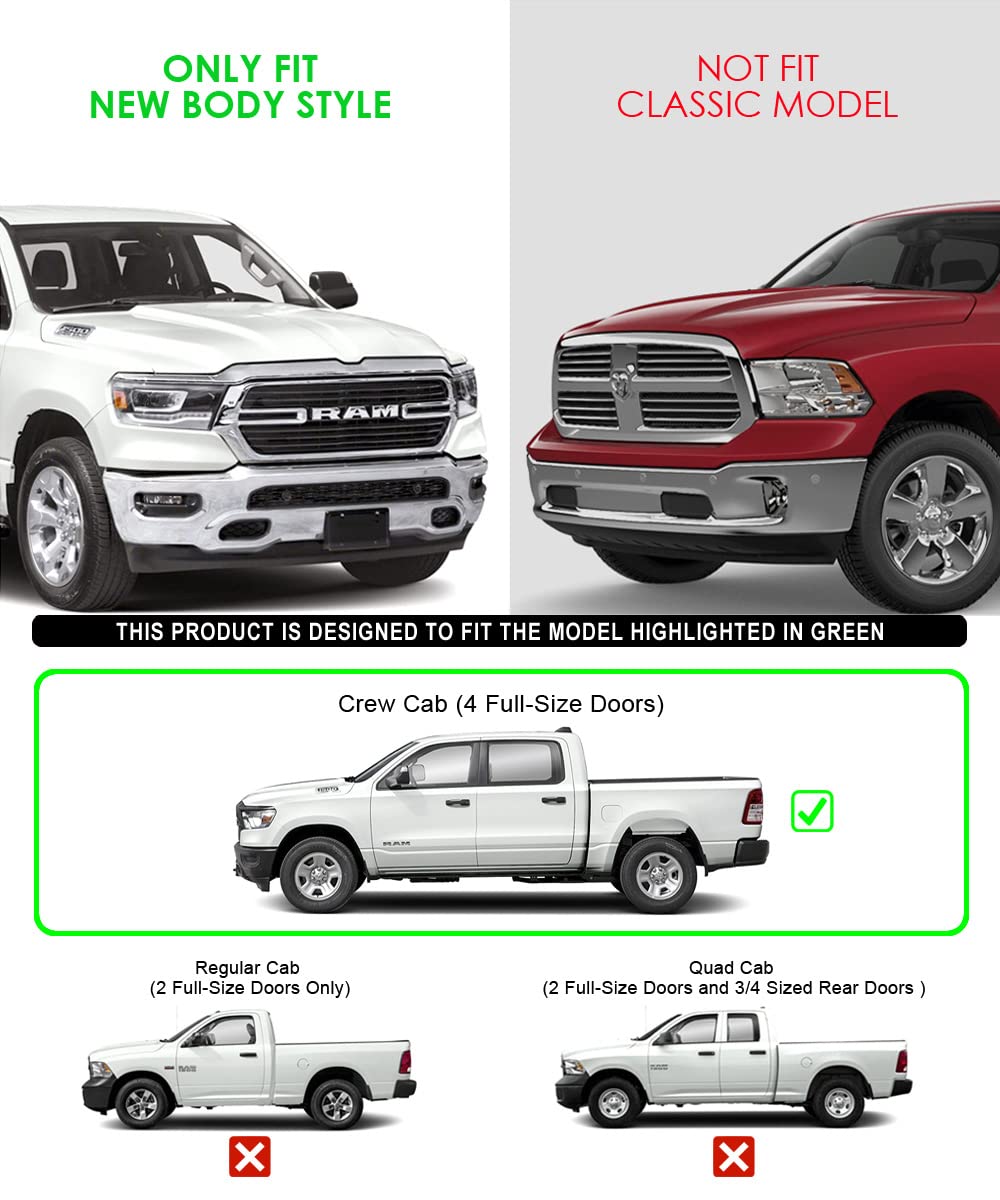 Aps Stainless Steel Pocket Steps Running Boards Side Bars Compatible With Ram 1500 2019-2024 Crew Cab (Will Not Fit 2018 Previous Generation Build In 19-24)